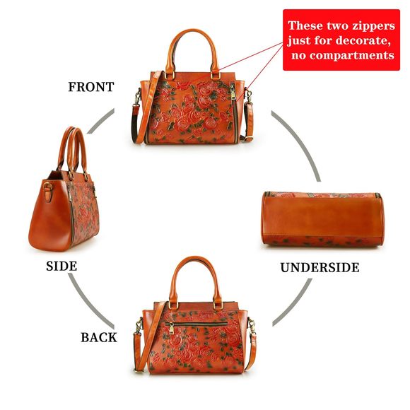 Crossbody Bag Leather Shoulder Bag Tote Handle Medium Satchel :[ - Picture 5 of 9